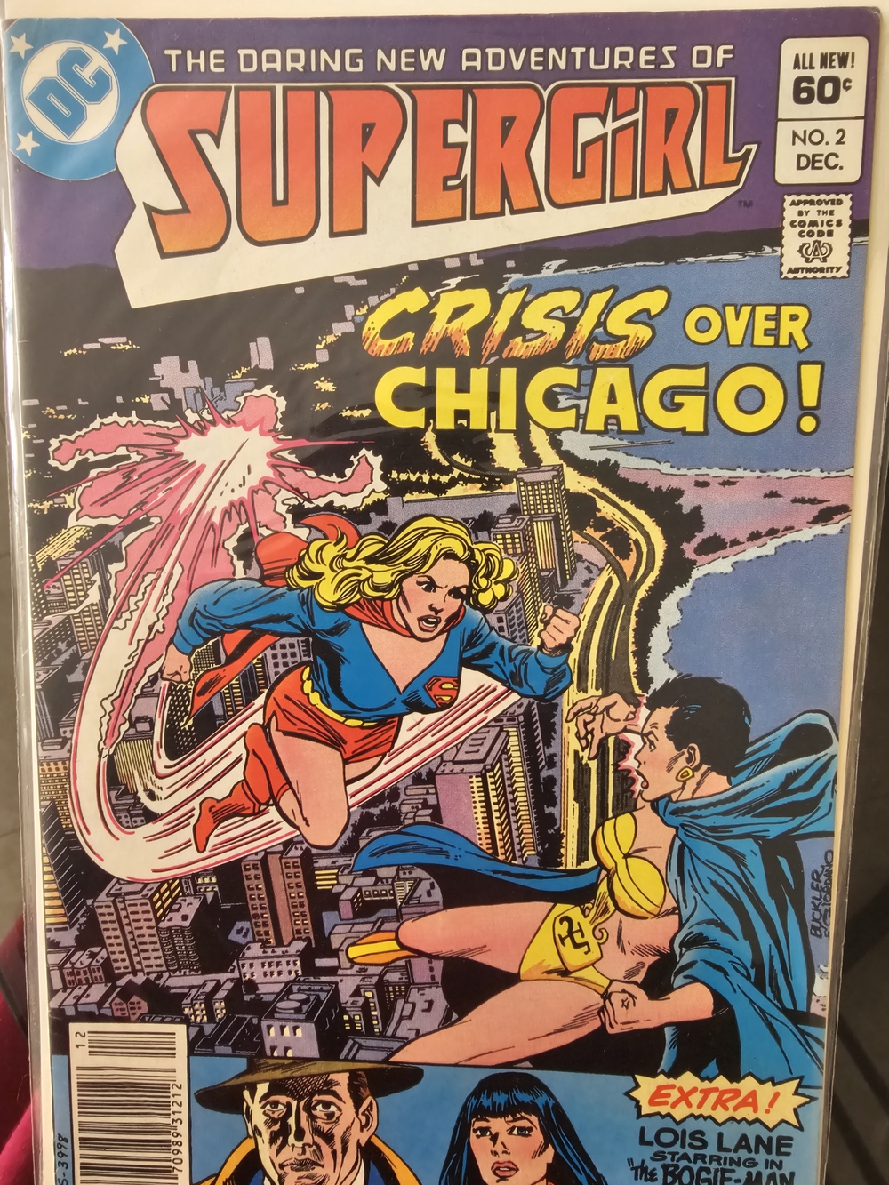 DC Supergirl Comic Cover in Blue, Red, Yellow and Purple